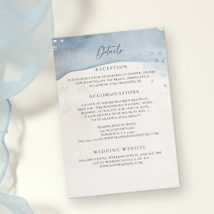 Strandhochzeitdetails mit blauer Ozeanwelle Begleitkarte