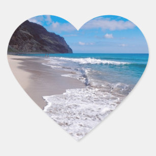 Strandhochzeiten im Hintergrund Herz-Aufkleber