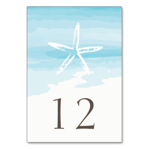 Strandhochzeitkarte Tischnummer
