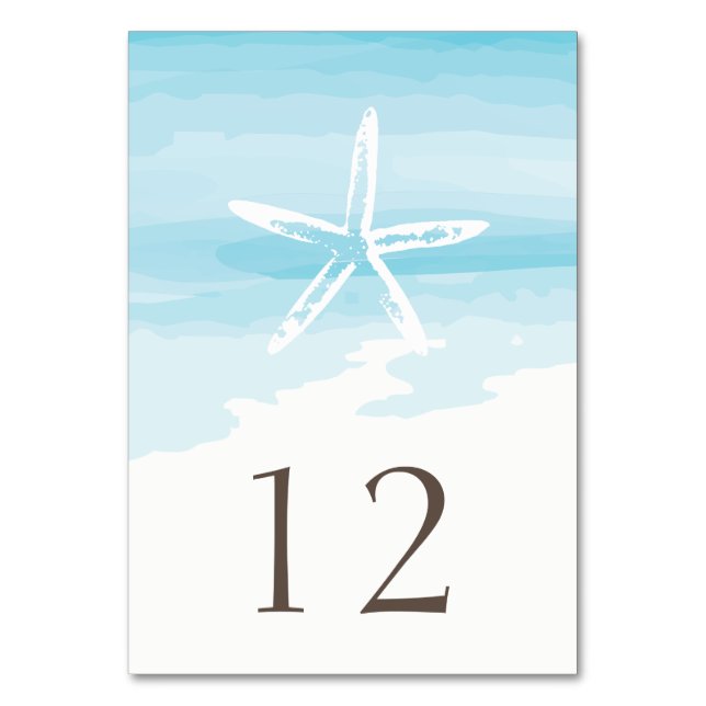 Strandhochzeitkarte Tischnummer (Vorderseite)