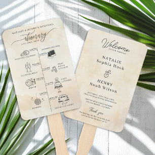 Strandhochzeitprogramm Handfan mit Fahrtzeit Fächer