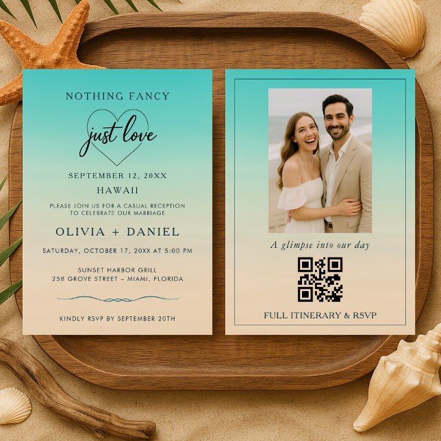 Strandhochzeitsempfang QR Code nach Elopement Einladung (Von Creator hochgeladen)