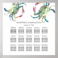 Strandhochzeitungs-CHART, Blue Crab Poster