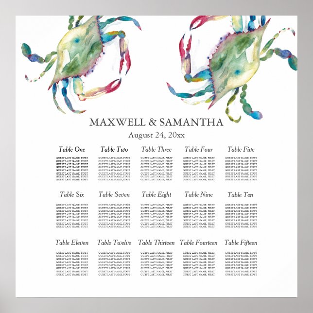 Strandhochzeitungs-CHART, Blue Crab Poster (Vorne)