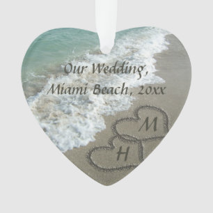 Strandhochzeitungs-Sake-Interlocking-Herzen Ornament