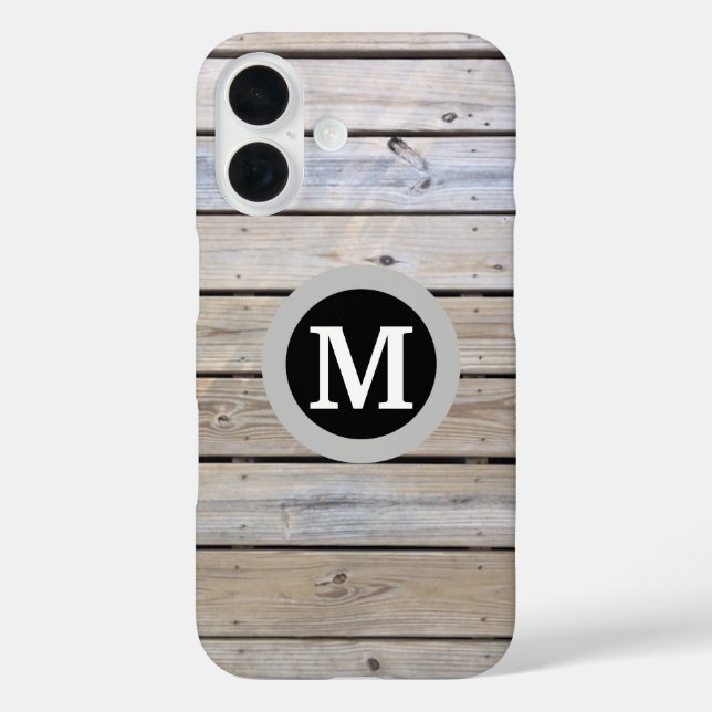 Strandholz Hintergrund Monogramm Case-Mate iPhone Hülle (Rückseite)