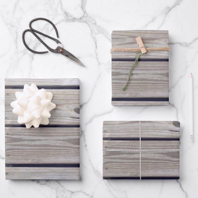 Strandholzbretter Geschenkpapier Set (Vorderseite)