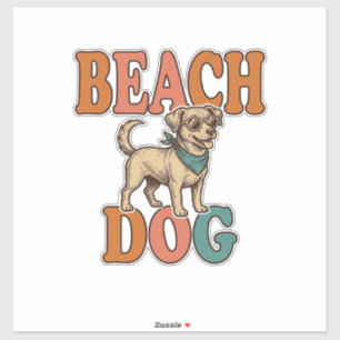 Strandhund Vintage Gravur Grafikdesign_1 Aufkleber