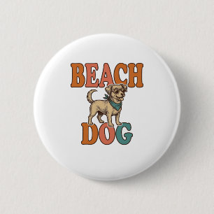 Strandhund Vintage Gravur Grafikdesign_1 Button