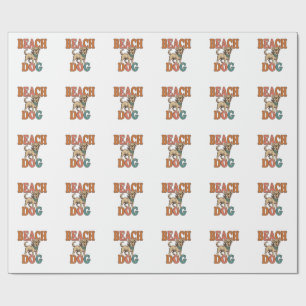 Strandhund Vintage Gravur Grafikdesign_1 Geschenkpapier