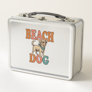 Strandhund Vintage Gravur Grafikdesign_1 Metall Brotdose