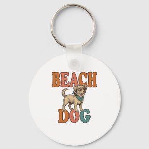 Strandhund Vintage Gravur Grafikdesign_1 Schlüsselanhänger