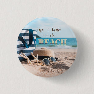 Strandhut,Sonnenbrille,Tasche,Seesterne Button