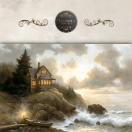Strandhütte bei Dämmerung - Decoupage Seidenpapier