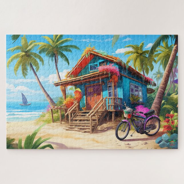 🌅 Strandhütte Puzzle (Horizontal)