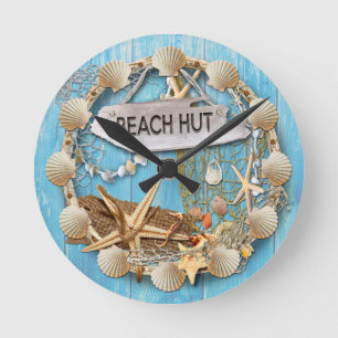 Strandhütte Runde Wanduhr