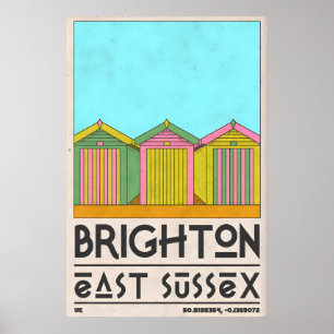 Strandhütte-Wandkunst Brighton Seaside Row - Mitte Poster