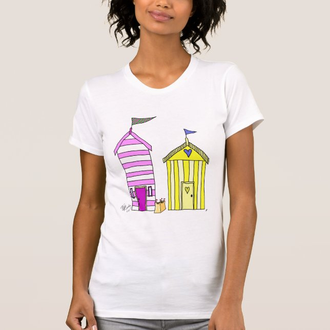 Strandhütten 3 Illustration T-Shirt (Vorderseite)