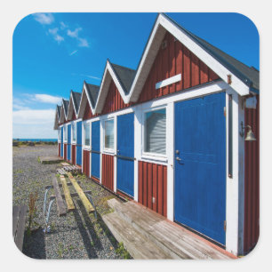Strandhütten 3 quadratischer aufkleber