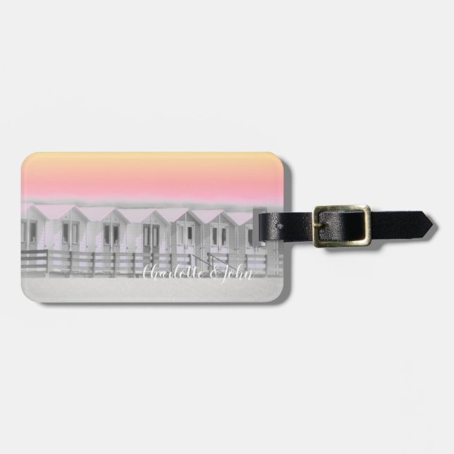 Strandhütten am Cornischen Meer rosa Sonnenunterga Gepäckanhänger (Vorderseite horizontal)