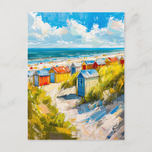 Strandhütten am Meer in Holland Malerei Postkarte