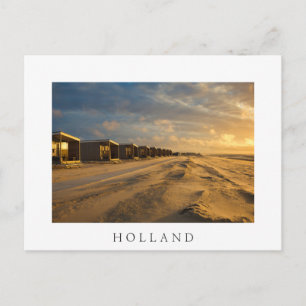 Strandhütten bei Sonnenuntergang an der niederländ Postkarte