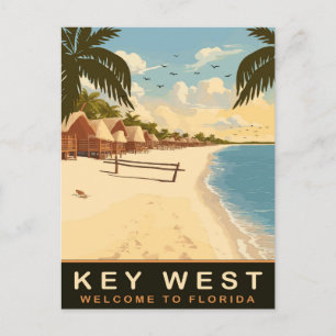 Strandhütten in Key West, Florida, Vintage-Reise Postkarte