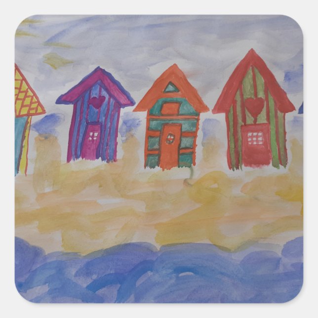Strandhütten Quadratischer Aufkleber (Vorderseite)