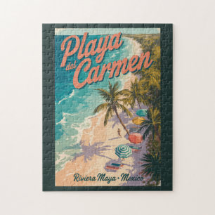 Strandillustration Playa del Carmen Reise Kunst Puzzle