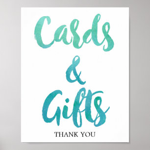 Strandkarten für Aquarellkalligrafie und Geschenkz Poster