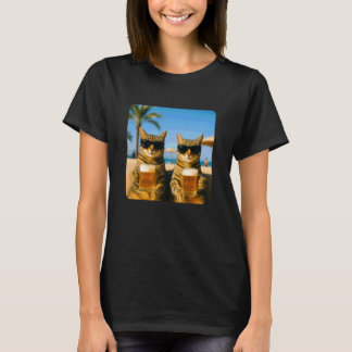 Strandkatzen Trinken Bier Meme Lustiger Sommer Kel T-Shirt