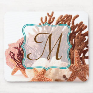 Strandkorallenfisch-Monogram-Initial-Maus-Pad Mousepad