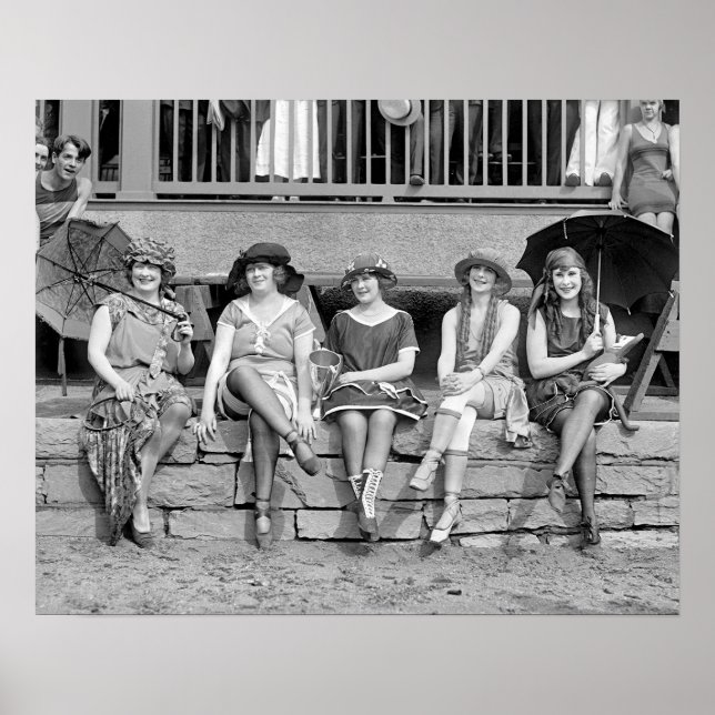 Strandkostümwettbewerb, 1921. Vintages Foto Poster (Vorne)