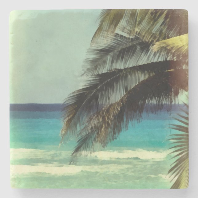 Strandkunststein Untersetzer tropische Ozeanszene (Vorderseite)