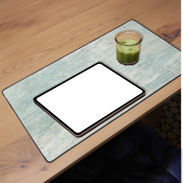 Strandküste Driftwood Aqua Blue Rustic Holzname Schreibtischunterlage (Von Creator hochgeladen)