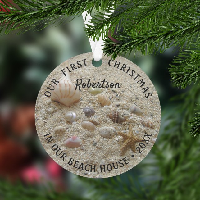 Strandküste Erste Weihnachtsfeier Neue Zuhause Ornament (Von Creator hochgeladen)