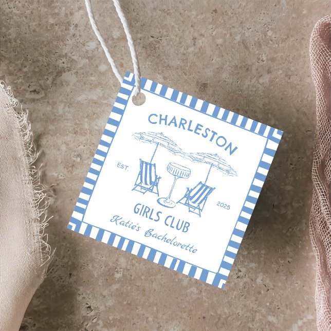 Strandküste Handgezeichneter Blue Junggeselinnen-A Geschenkanhänger (Von Creator hochgeladen)