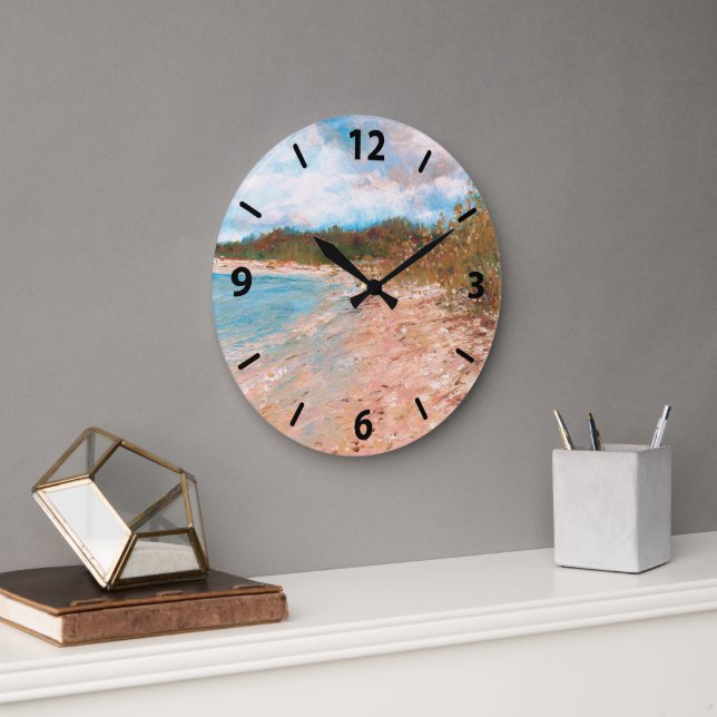 Strandküste Kunst Große Wanduhr (Büro)