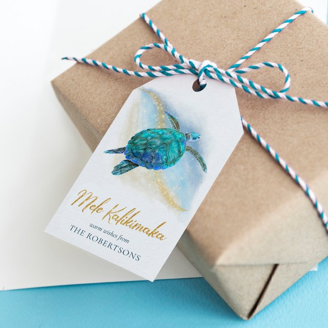 Strandküste Schildkröte Mele Kalikimaka Geschenkanhänger (Von Creator hochgeladen)