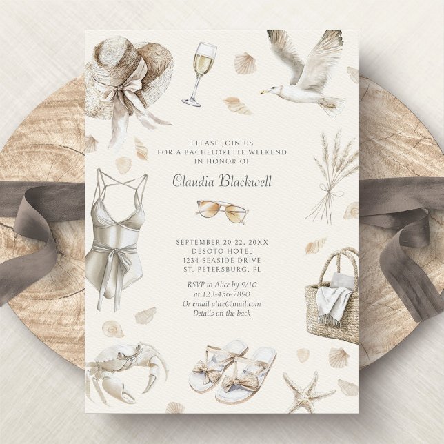 Strandküste Tropisches Bachelorette Wochenende Einladung (Von Creator hochgeladen)