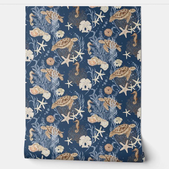 Strandküste Unterwasser-Meeresschildkröte Starfish Tapete (Abrollen)