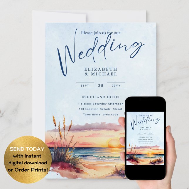 Strandküste Zielort Sonnenuntergang Tropische Hoch Einladung (Von Creator hochgeladen)