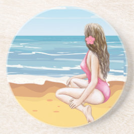 Strandladie Getränkeuntersetzer