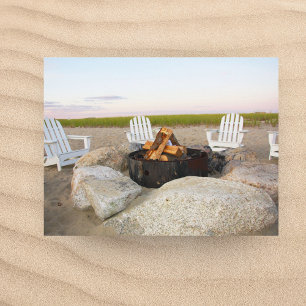 Strandlagerfeuer bei Dämmerung Cape Cod Postkarte