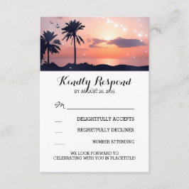 Strandlampen Palm Sonnenuntergang Hochzeit RSVP Ka Karte