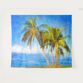 Strandlandschaft Coconut Palm Tree Sea Scene Wandteppich