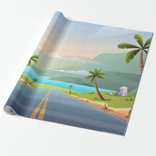 Strandlandschaft Geschenkpapier (Ungerollt)