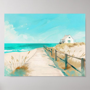 Strandlandschaft im Aquarellstil Poster