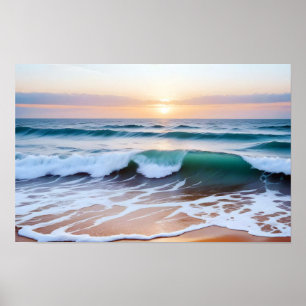 Strandlandschaft Küste Sonnenuntergang Friedliche  Poster