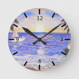 Strandlandschaft Runde Wanduhr